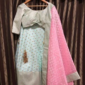 Mint and pink Lehenga lehenga.